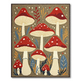 Boho Chic Multi-color and Patterns Whimsical Red Mushroom Forest Area Rug