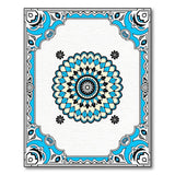 Blue Mandala Area Rug with Ornate Teal Border