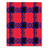 Bold Red Geometric Area Rug with Navy Blue Patterns