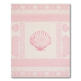 Pink Scallop Shell Coastal Woven Rug