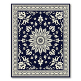 Traditional Persian Navy Blue Persian Floral Medallion Area Rug
