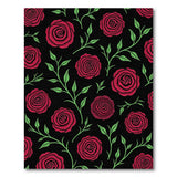 Red Roses on Black Floral Area Rug