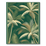 Green Emerald Green Palm Leaf Area Rug