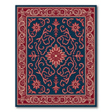 Traditional Persian Blue and Teal Navy Persian Floral Medallion Area Rug