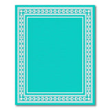 Teal Area Rug with Ornate White Heritage Borders