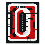 ODIKA Modern Abstract Washable Red & Black Geometric Area Rug - Non-Slip & Low Pile