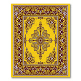 Ornate Yellow Persian Area Rug with Floral Medallion