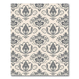 Beige and Neutral Elegant Grey Damask Floral Area Rug