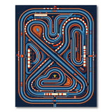 Blue Race Track Geometric Area Rug