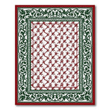 Red Floral Lattice Rug with Ornate Green Border