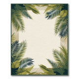 Lush Palm Leaf Border Green Area Rug