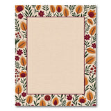 Orange Floral Border Area Rug on Beige