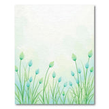 Delicate Teal Green Buds Floral Area Rug