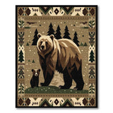 Mother Bear Cub Tribal Winter Forest Rug