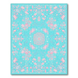 Flamingo Floral Blue Teal Washable Area Rug