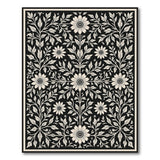 Vintage Black White Sunflower Floral Area Rug