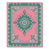 Exquisite Pink Persian Rug with Green Floral Motifs