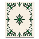 Green Ornate Green Border Cream Area Rug