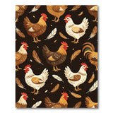 ODIKA Washable Farmhouse Chicken Print Area Rug - Non-Slip Low Pile