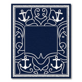 Navy Nautical Anchor Border Area Rug