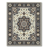 Multi-color and Patterns Navy Ivory Traditional Persian Medallion Rug