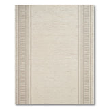 Beige Grey Striped Border Fringe Rug