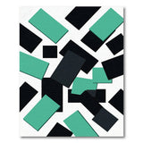 Teal Black Geometric Overlap Area Rug