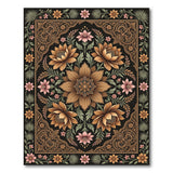 Ornate Gold Lotus Floral Persian Rug