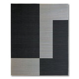 Modern Black Grey Geometric Block Area Rug
