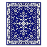 Traditional Persian Blue and Teal Navy Blue Persian Floral Medallion Rug