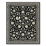 Exquisite Black White Floral Persian Area Rug