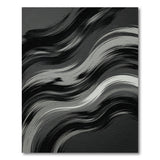 Abstract Brushstroke Waves Area Rug - Black White