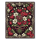 Ornate Red Hearts Roses Bouquet Rug