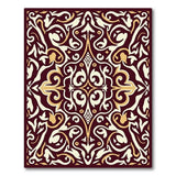 Ornate Maroon Gold Medallion Persian Area Rug