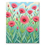 Vibrant Pink Poppy Meadow Area Rug