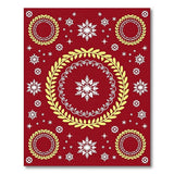 Festive Red Snowflake Laurel Wreath Area Rug