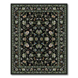 Black Floral Persian Area Rug with Vine Motifs