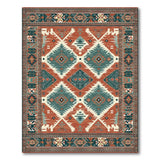 Terracotta Teal Southwestern Diamond Area Rug