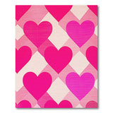 Vibrant Pink Hearts Diamond Pattern Area Rug