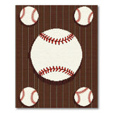 Rustic Baseball Wood Plank Area Rug