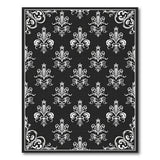 Black and White Elegant Fleur-de-Lis Black White Area Rug