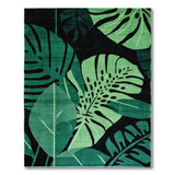 Emerald Monstera Leaf Abstract Area Rug