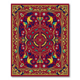 Ornate Red Persian Area Rug with Gold Borders