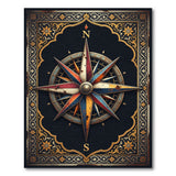 Distressed Vintage Compass Rose Area Rug