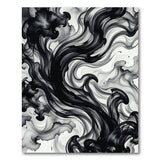 Swirling Black Ink Abstract Area Rug
