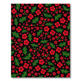 Red Holly Floral Pattern Area Rug