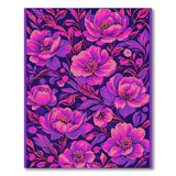Vibrant Purple Peony Floral Area Rug