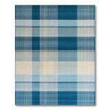 Navy Blue Plaid Checkered Woven Area Rug