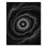 Cosmic Vortex Black White Abstract Area Rug
