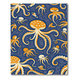 Whimsical Orange Octopus Coastal Area Rug
